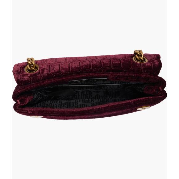 NWT Kurt Geiger Mini Kew Plum Velvet Crossbody Bag with Brass Chain msrp$199 - Picture 5 of 6